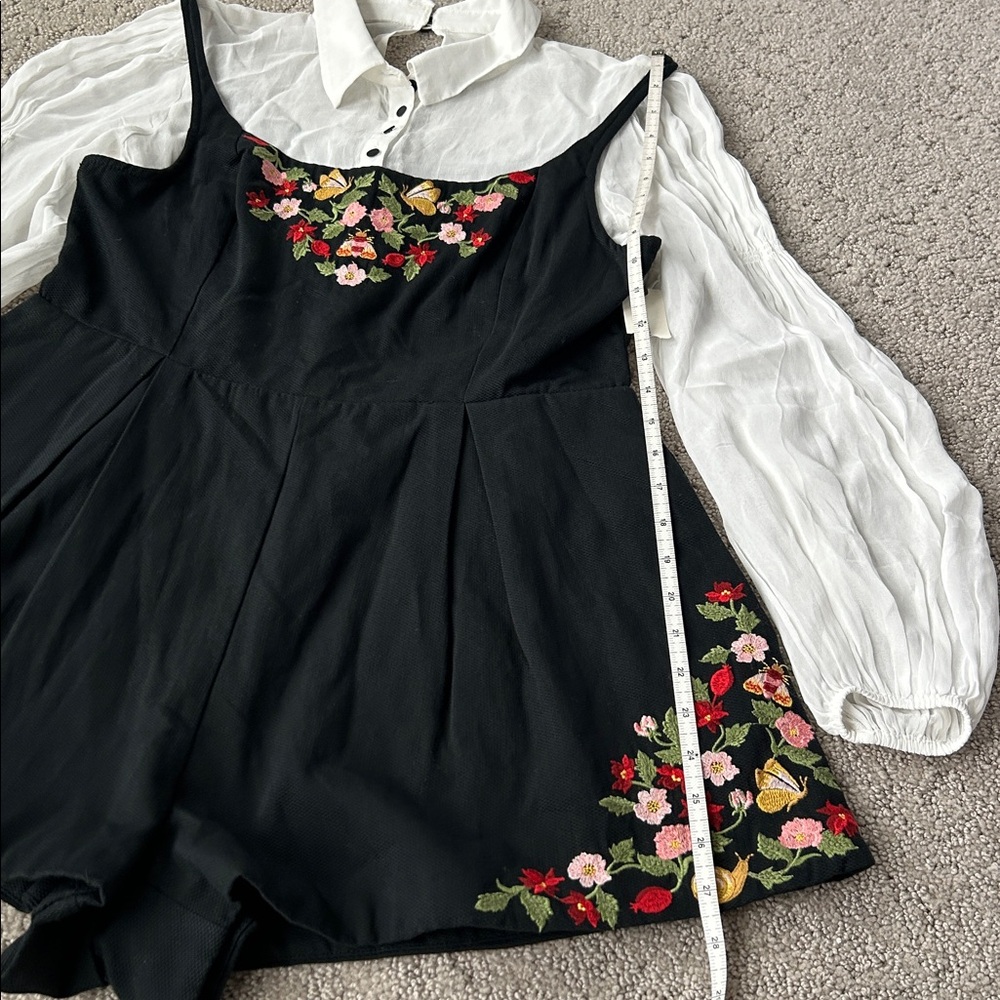 Anthropologie Maeve Long-Sleeve Embroidered Twofer Romper One-Piece Size 10 NEW - Picture 11 of 15
